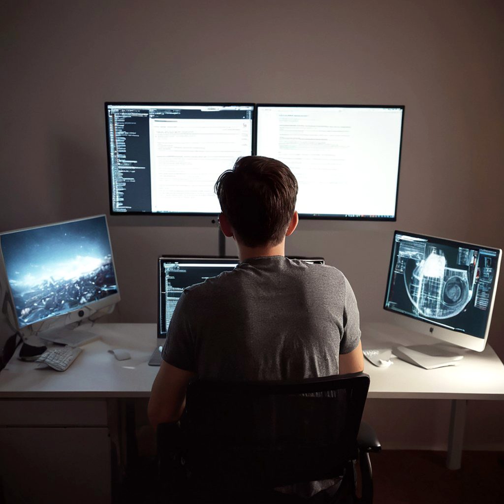 A person in front of computer working html